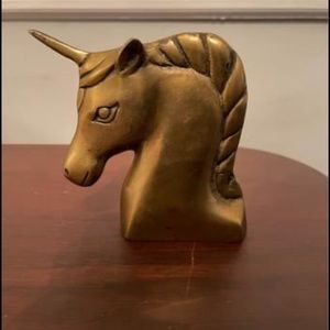 Vintage Brass Unicorn Head Figurine